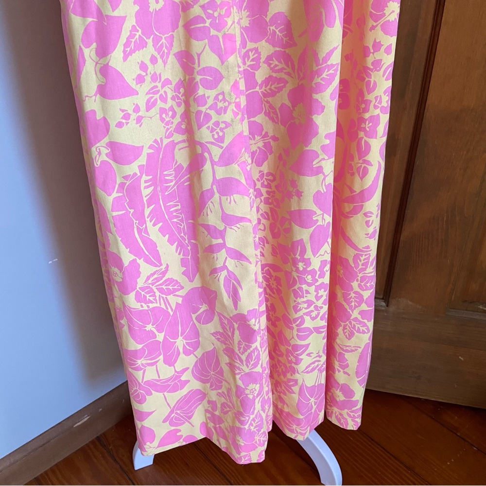 Vintage Ruth Clarage Large Floral Pink Print Mumu House Dress Boho Hand Printed - Picture 5 of 9